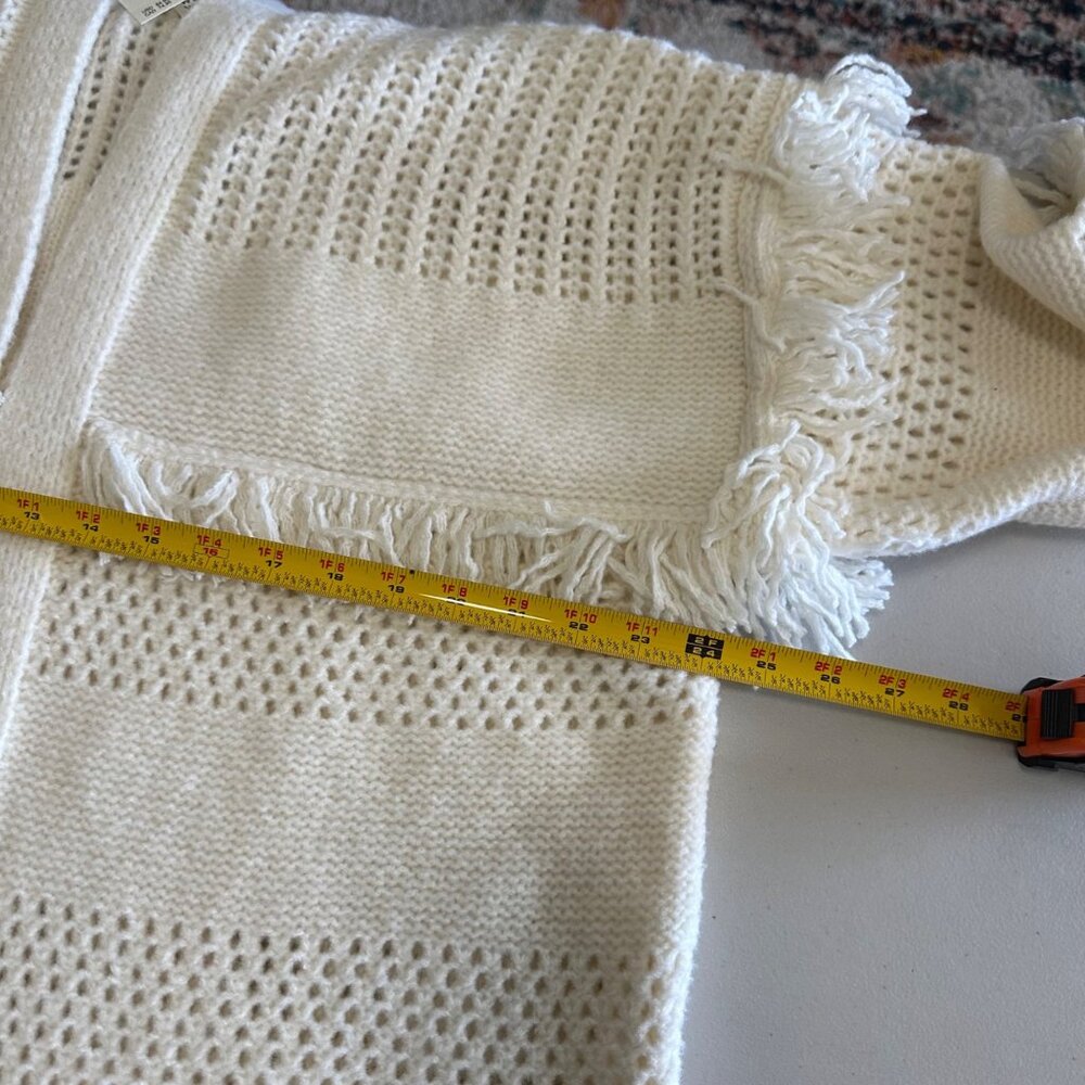 Aerie Natural Knit Fringe Open Front Cardigan Sweater Womens size Large NEW - Picture 6 of 7